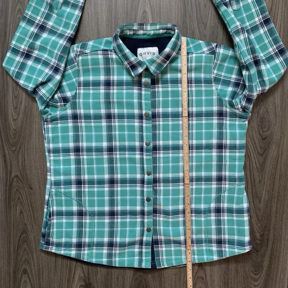 Orvis Fleece Lined Plaid Flannel Snap Jacket Shacket Blue Green Men ‎ XL
